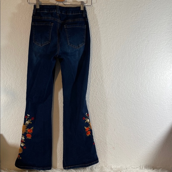 TELEPATIA Embroidered Flare Jeans Hippie Boho Floral Bootcut Flare Size 1/25 - Picture 5 of 10